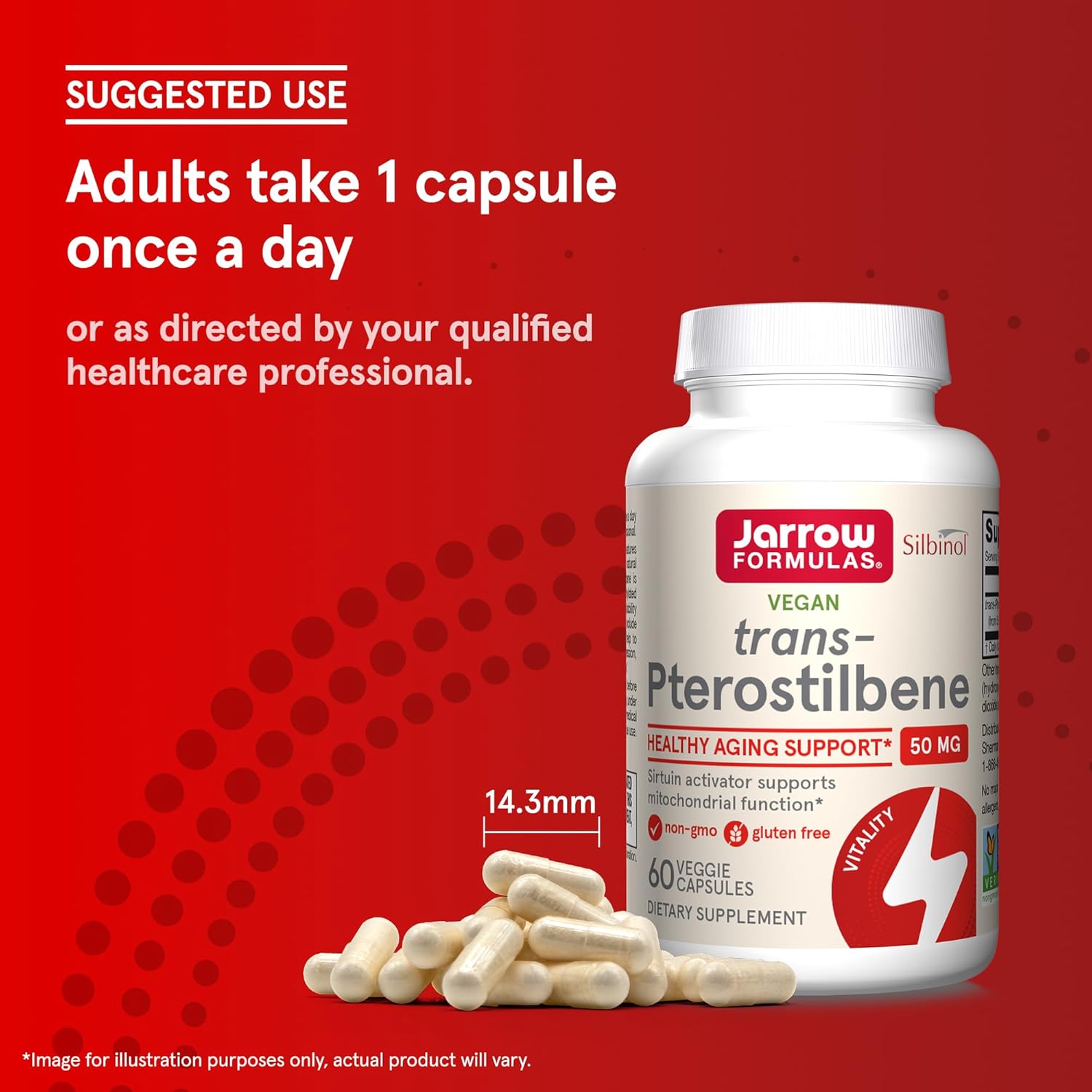 How to Use Image: Jarrow Formulas trans pterostilbene 50mg veggie capsules 60 count usage instructions