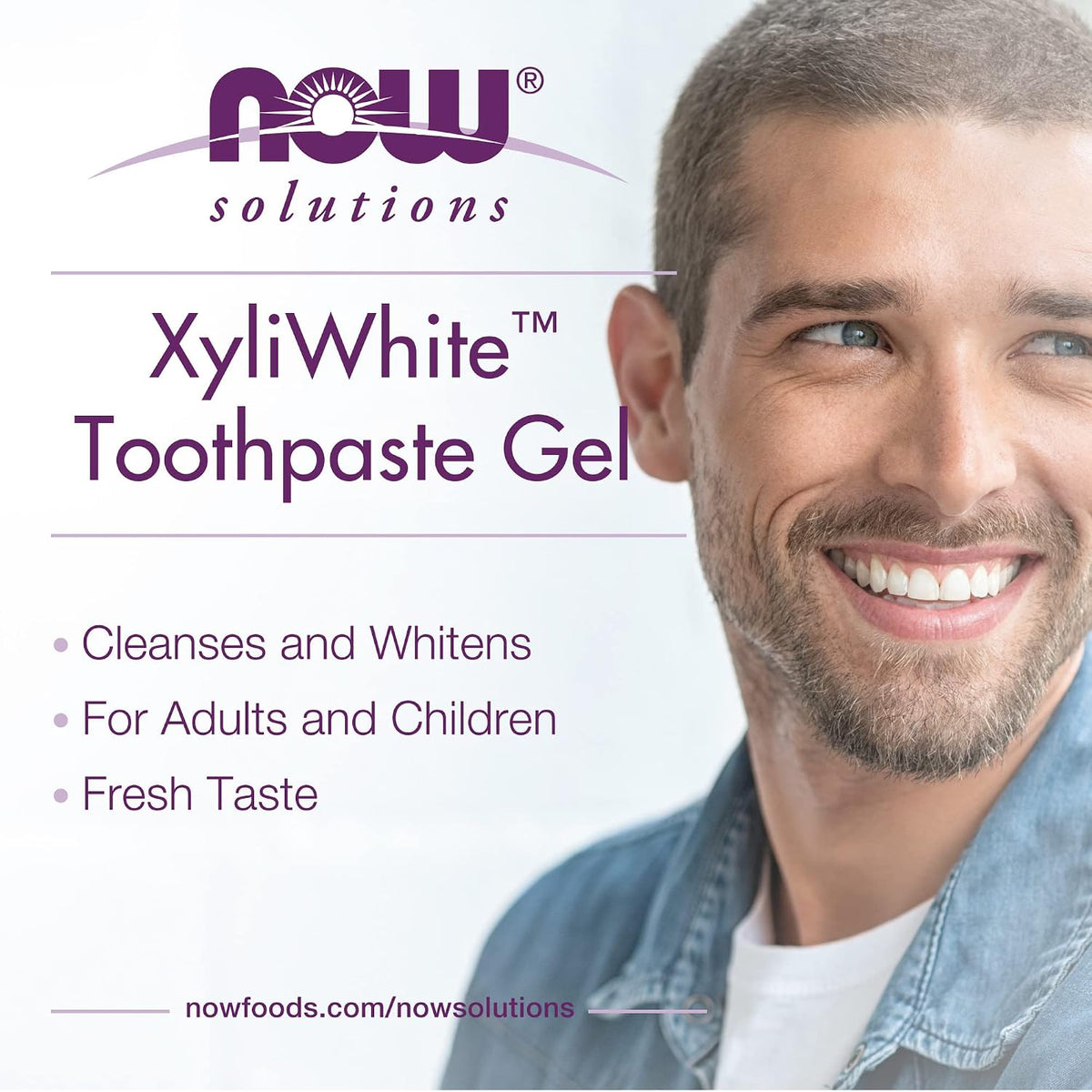 NOW Solutions XyliWhite Coconut Oil Toothpaste Gel Mint Flavour 181g tube displayed for daily oral care