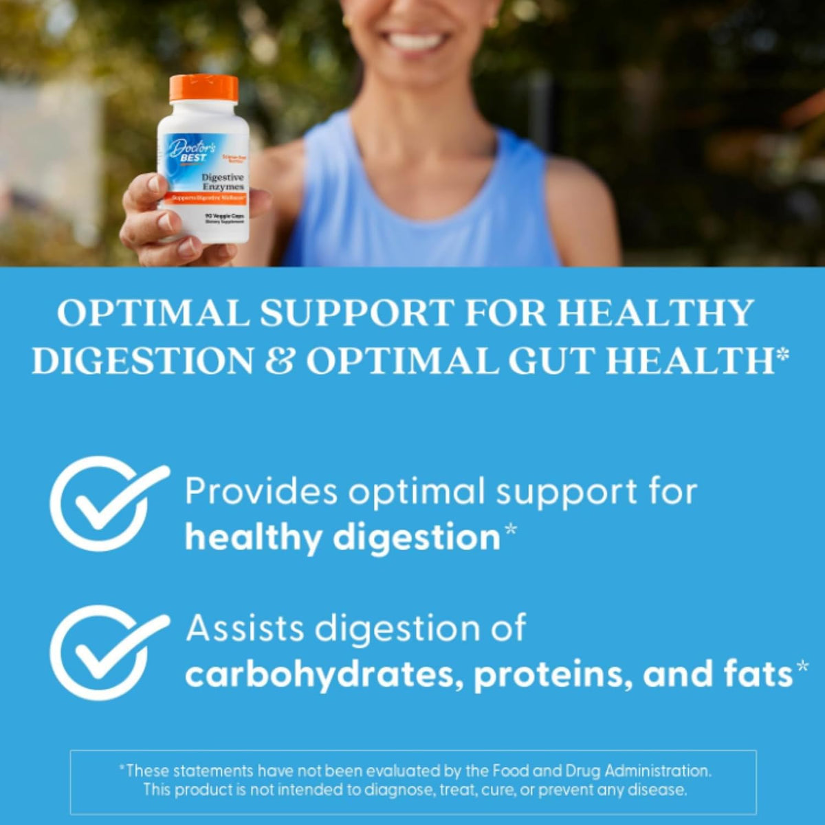 Doctor's Best Digestive Enzymes, bottle packaging, no flavour, 90 veggie capsules, daily supplement use