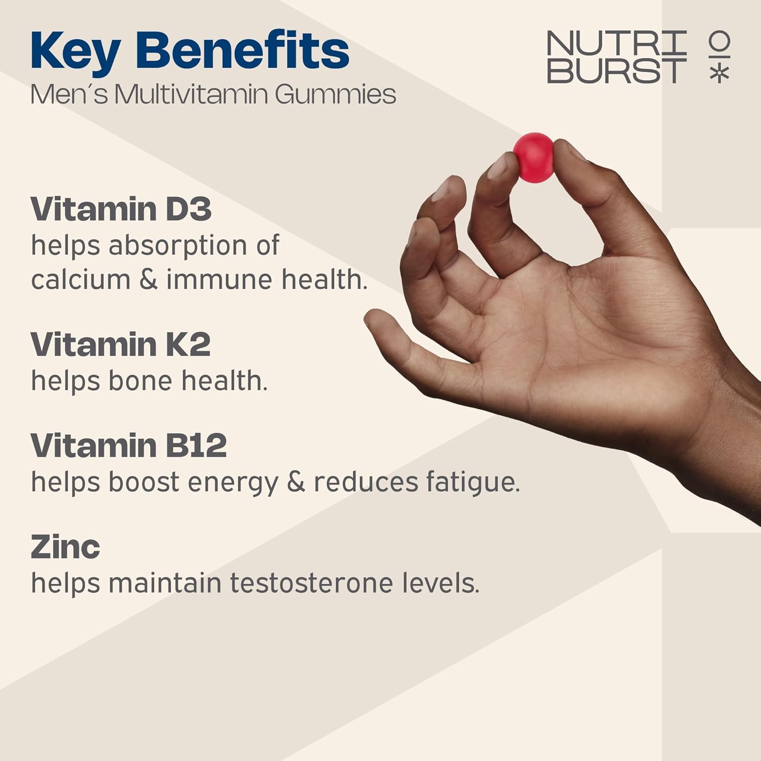 Nutriburst Men's Multivitamin Gummies - 16 Nutrients + CoQ10 - 60 Count
