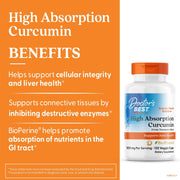 Doctor's Best High Absorption Curcumin, bottle packaging, unflavoured, 1000mg, 120 capsules, daily dietary supplement use