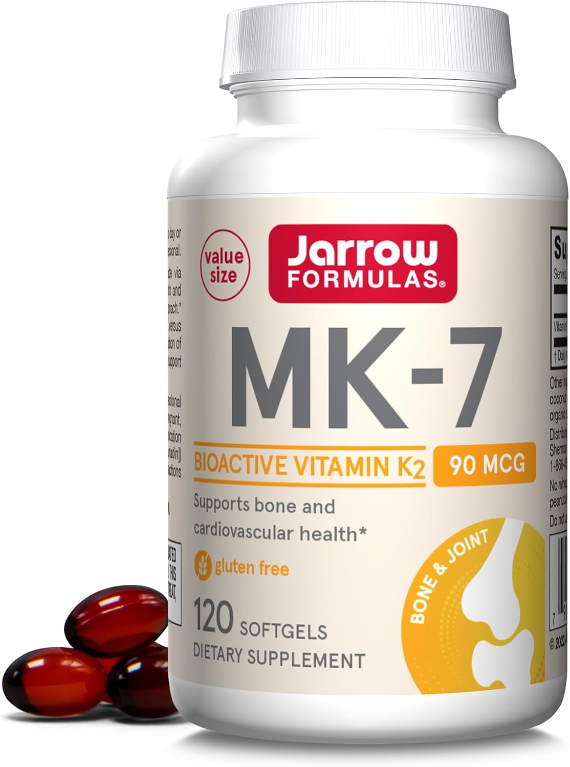 Front Image: Jarrow Formulas Vitamin K2 MK-7 90mcg softgels bottle 120 count