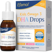 Efamol Kids Omega 3 DHA Drops natural lemon flavour 60ml bottle with box