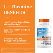 Doctor's Best L-Theanine with Suntheanine, bottle packaging, unflavoured, 150mg, 90 veggie capsules, daily dietary supplement use