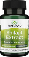 Swanson Shilajit Extrakt 60 Veggie Kapseln | 400 mg | Standardisierte Fulvinsäurequelle