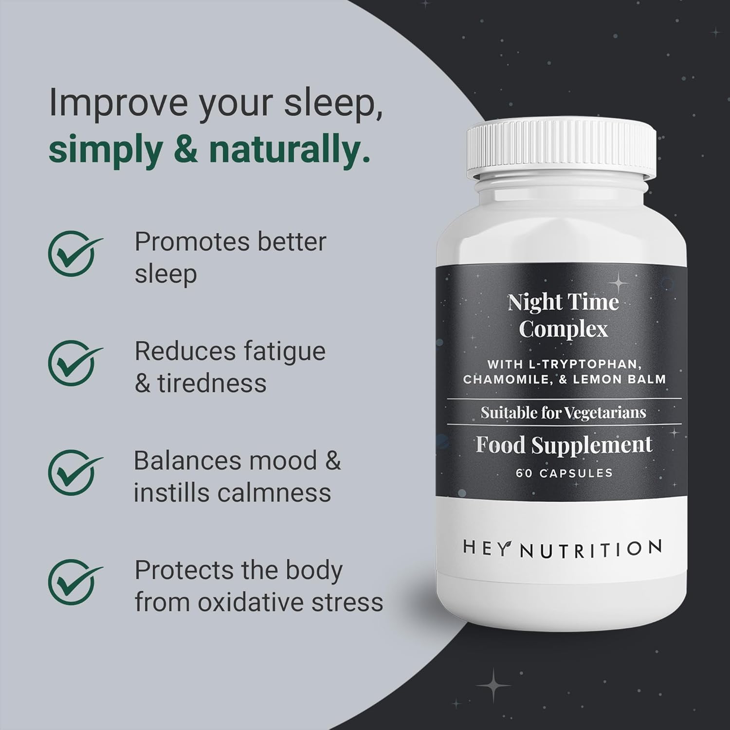 Hey Nutrition Night Time Relaxation Complex - 60 Capsules