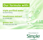 Simple Kind to Skin Age Resisting Cleansing Wipes, resealable pack packaging, unscented, 20 wipes, ingredients information
