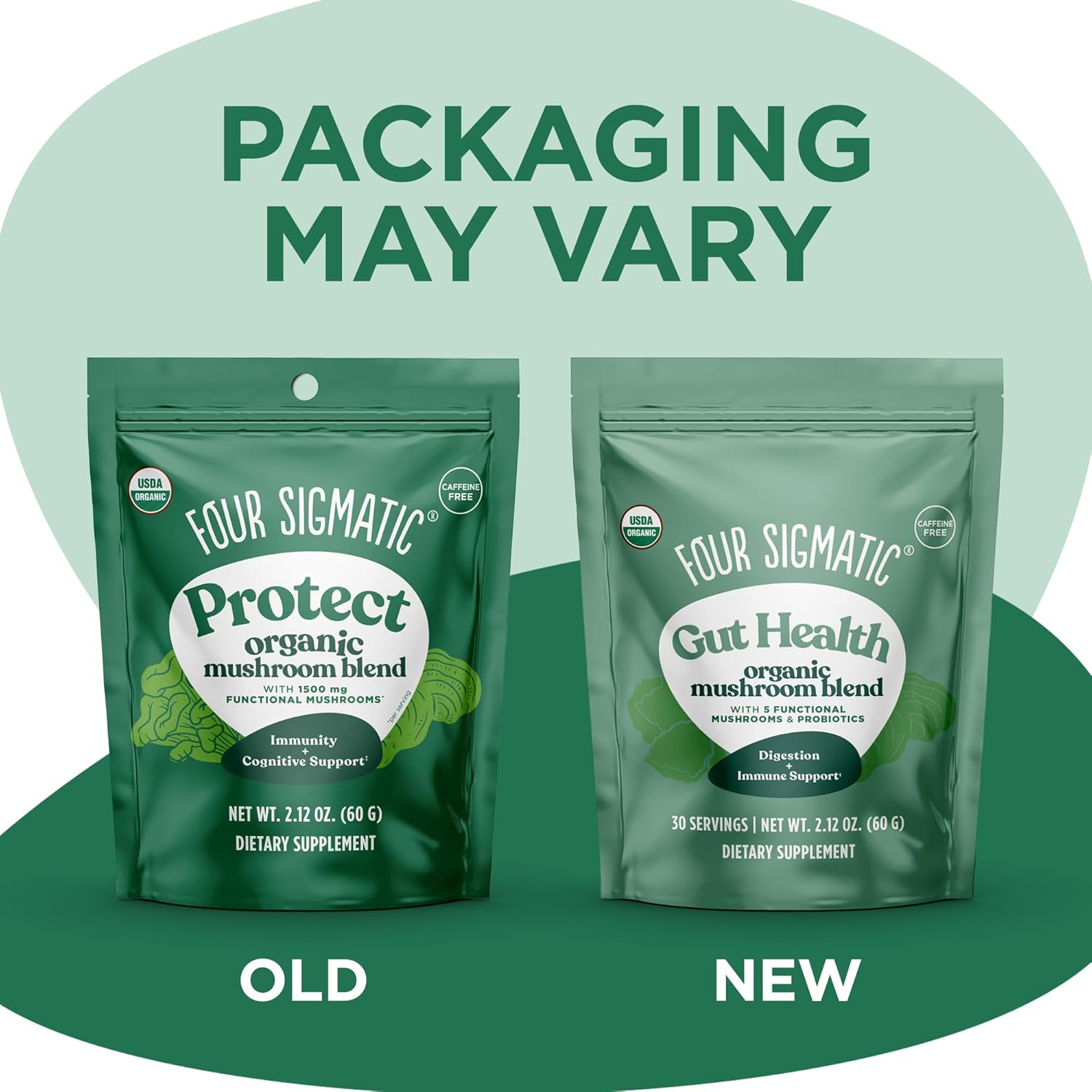 Four Sigmatic Organic Mushroom Blend Powder - 60g. Packaging may vary.