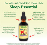 ChildLife Essentials Sleep Essential key benefits botanical extracts L-theanine 59ml