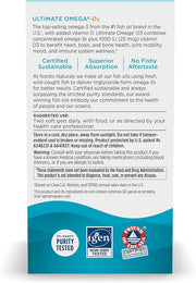 Supplement facts label for Nordic Naturals omega-3 and vitamin D3 formula.