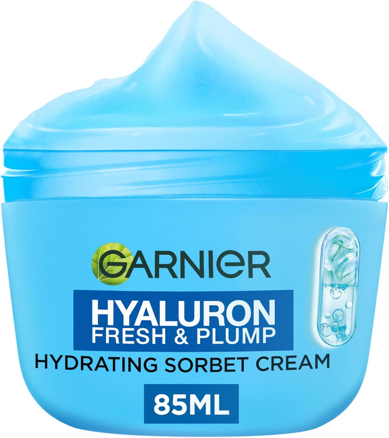 Garnier Hyaluron Fresh & Plump Hydrating Sorbet Cream 85ml open jar 