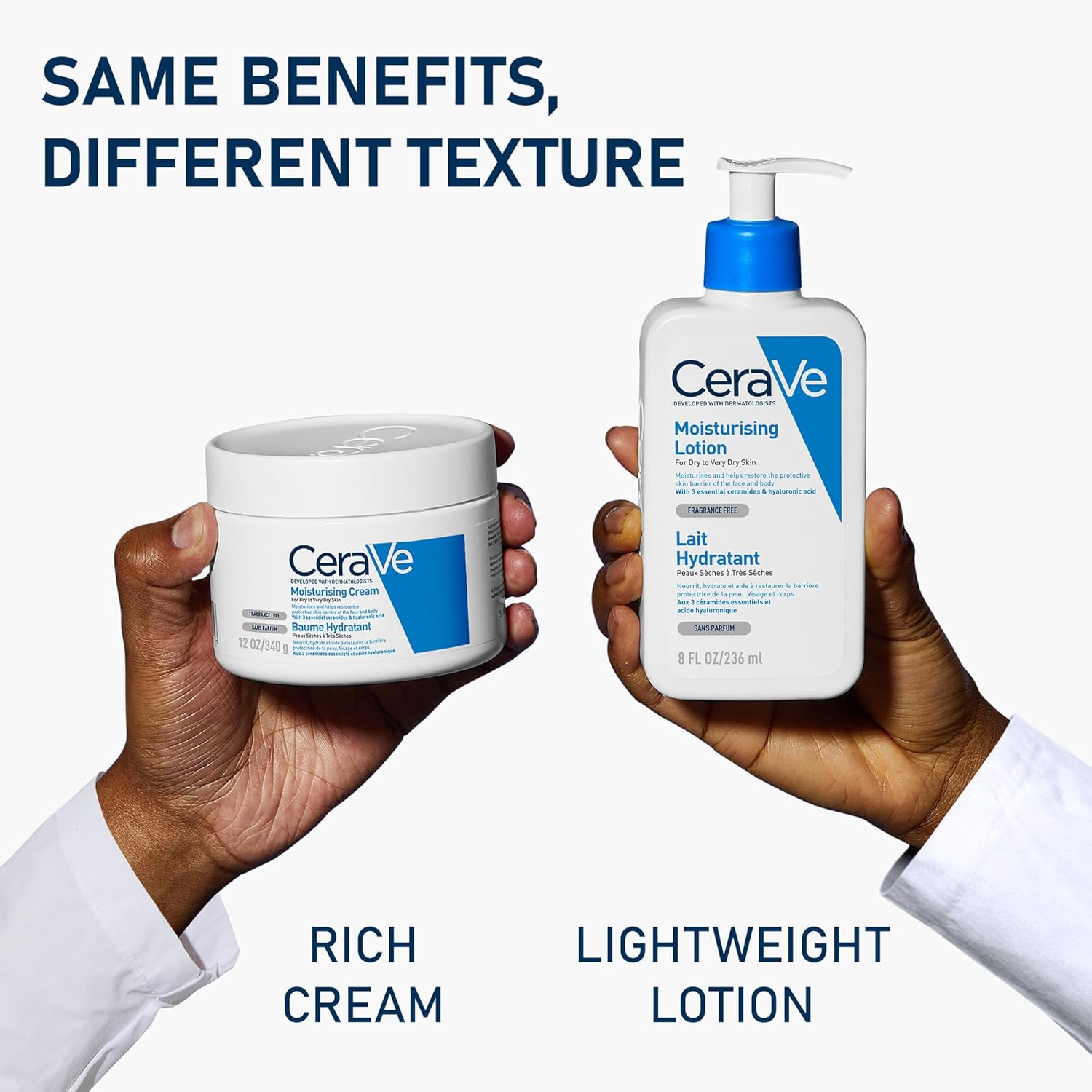 CeraVe Moisturising Cream Fragrance Free 454g, Rich cream & Lightweight Lotion