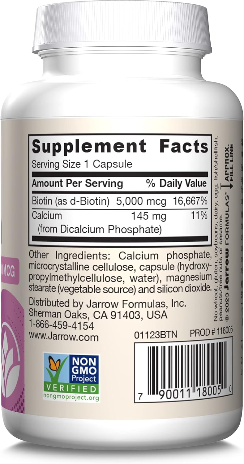 Product barcode for Jarrow Biotin 5000mcg 100ct.