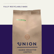 Union Natural Spirit Organic Blend Ground Coffee for Cafetiere recyclable bags.