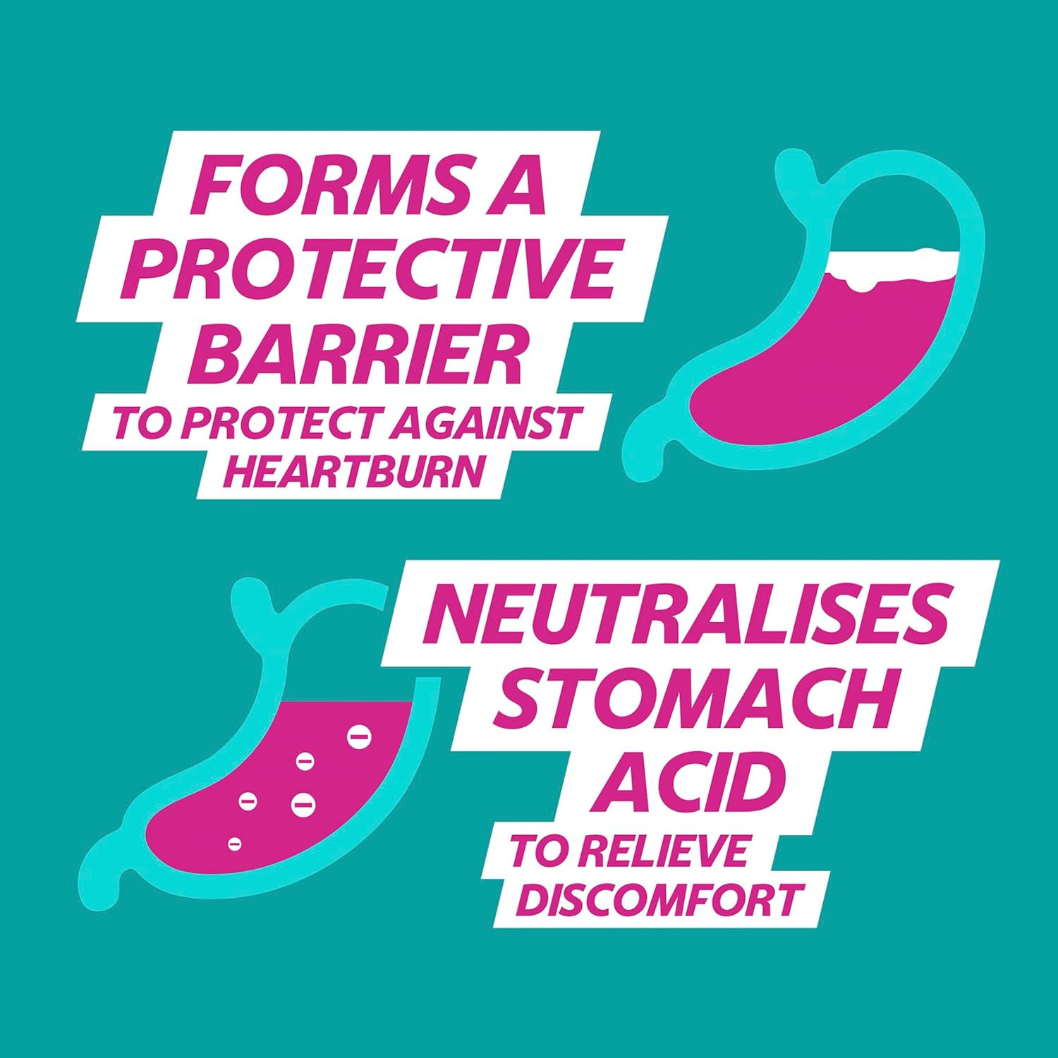 Gaviscon Double Action Mint Oral Suspension 500ml. Forms protective barrier and neutralises stomach acid