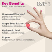 Nutriburst Radiance Renew Gummies - with Hyaluronic Acid & Biotin - 60 Count
