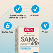Jarrow Formulas SAMe 400mg Enteric-Coated Tablets