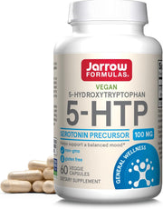 Front Image: Jarrow Formulas 5-HTP 100mg veggie capsules bottle 60 count