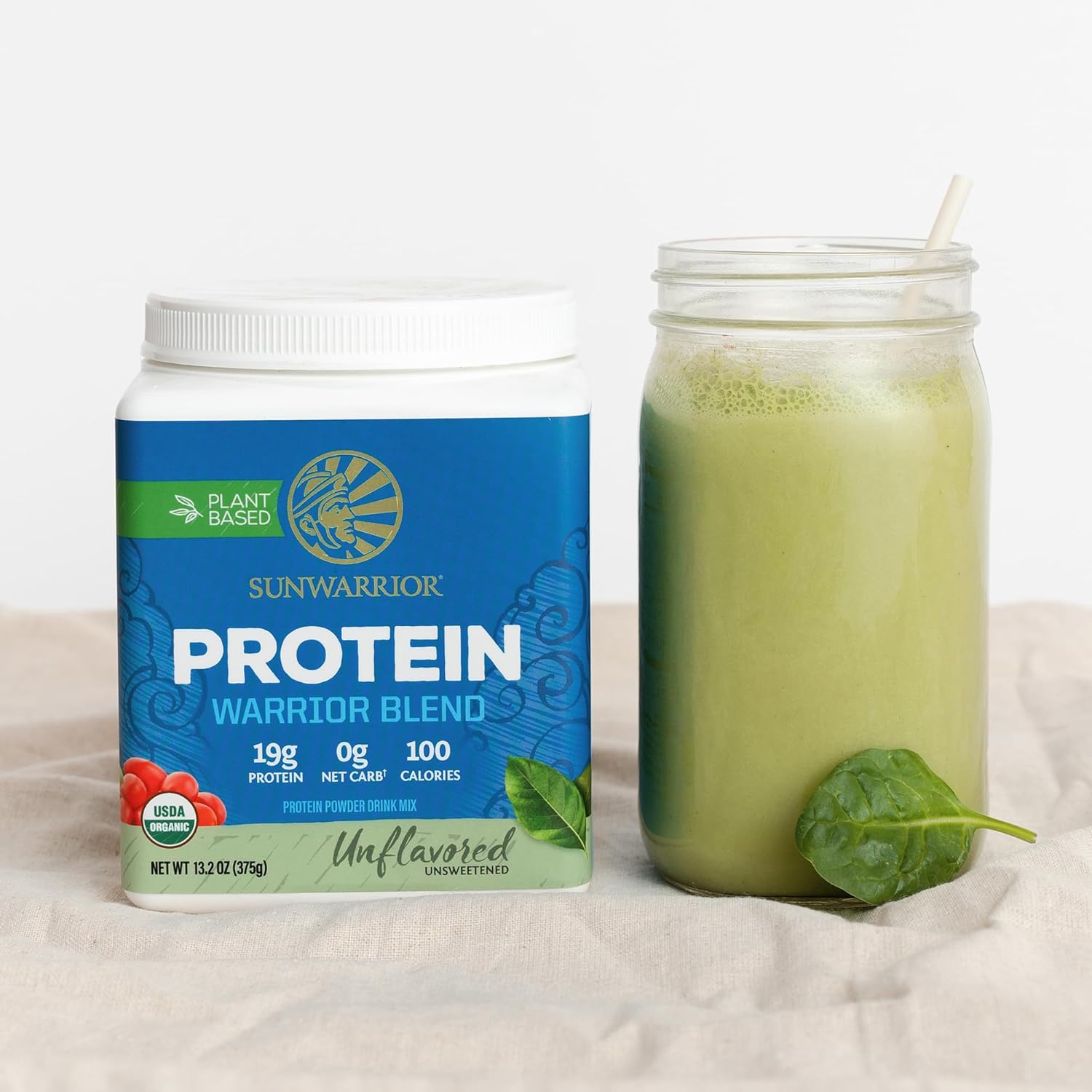 Sunwarrior Organic Plant-Based Protein Powder, Unflavoured 375g