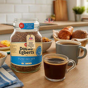 Lifestyle Image: Douwe Egberts Pure Decaff instant coffee granules 400g prepared coffee mug lifestyle