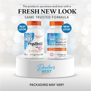 Doctor's Best PepZinGI Zinc-L-Carnosine Complex, bottle packaging, no flavour, 120 veggie capsules, new packaging