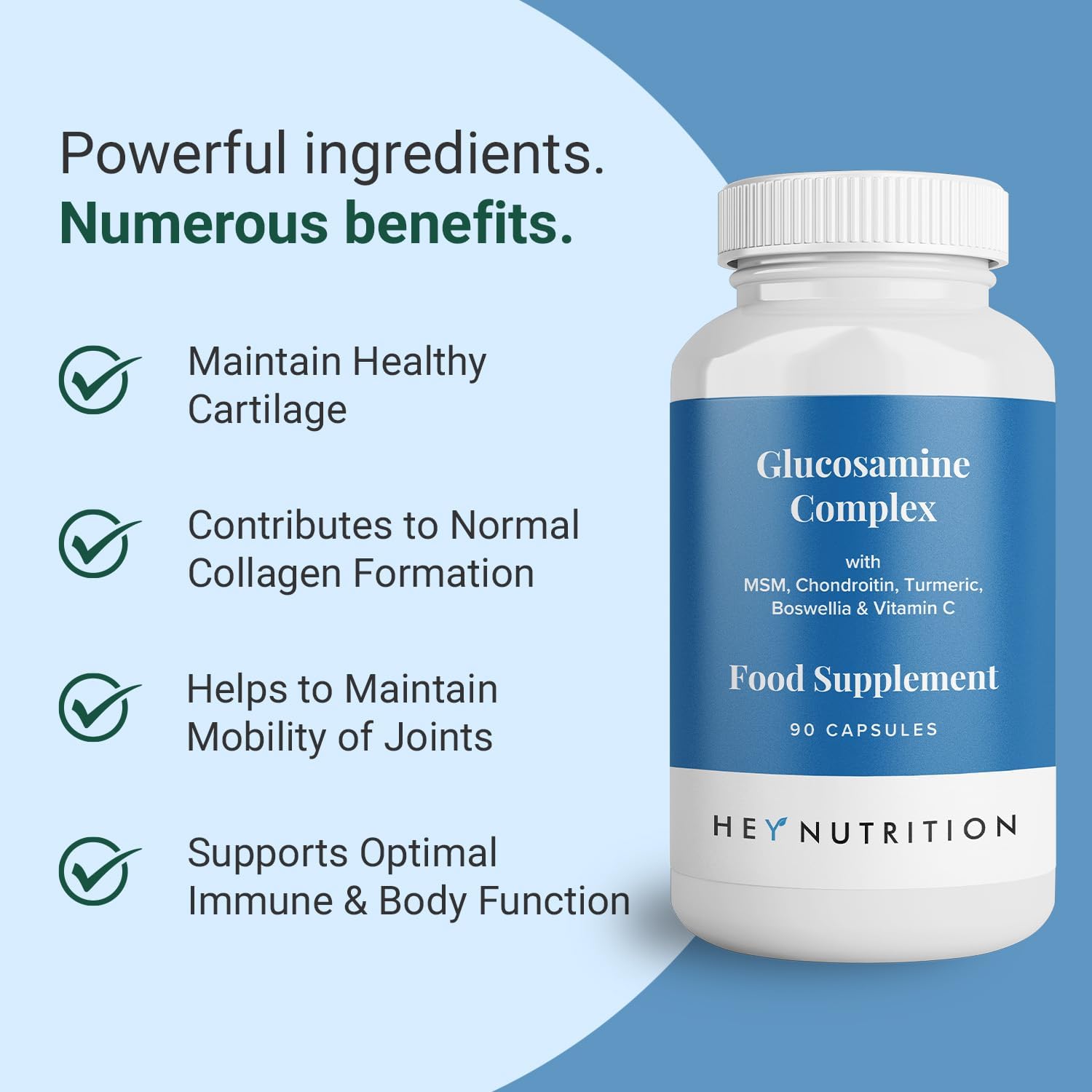 Hey Nutrition Glucosamine Complex, MSM & Turmeric - 90 Capsules
