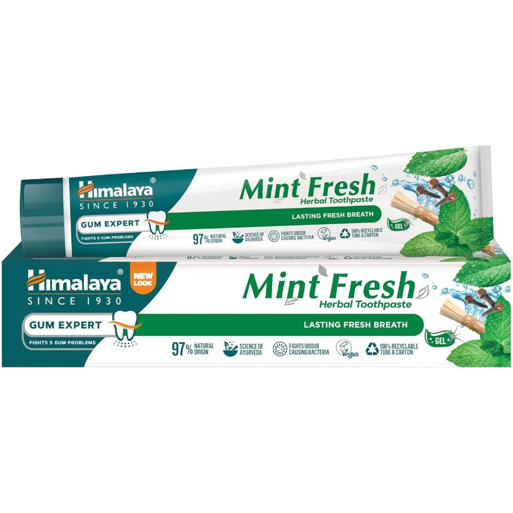 Himalaya Gum Expert Mint Fresh Herbal Gel Toothpaste 75ml tube and carton front packaging