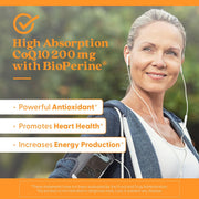 Doctor's Best High Absorption CoQ10 with BioPerine, bottle packaging, no flavour, 200mg, 60 veggie softgels, daily dietary supplement use