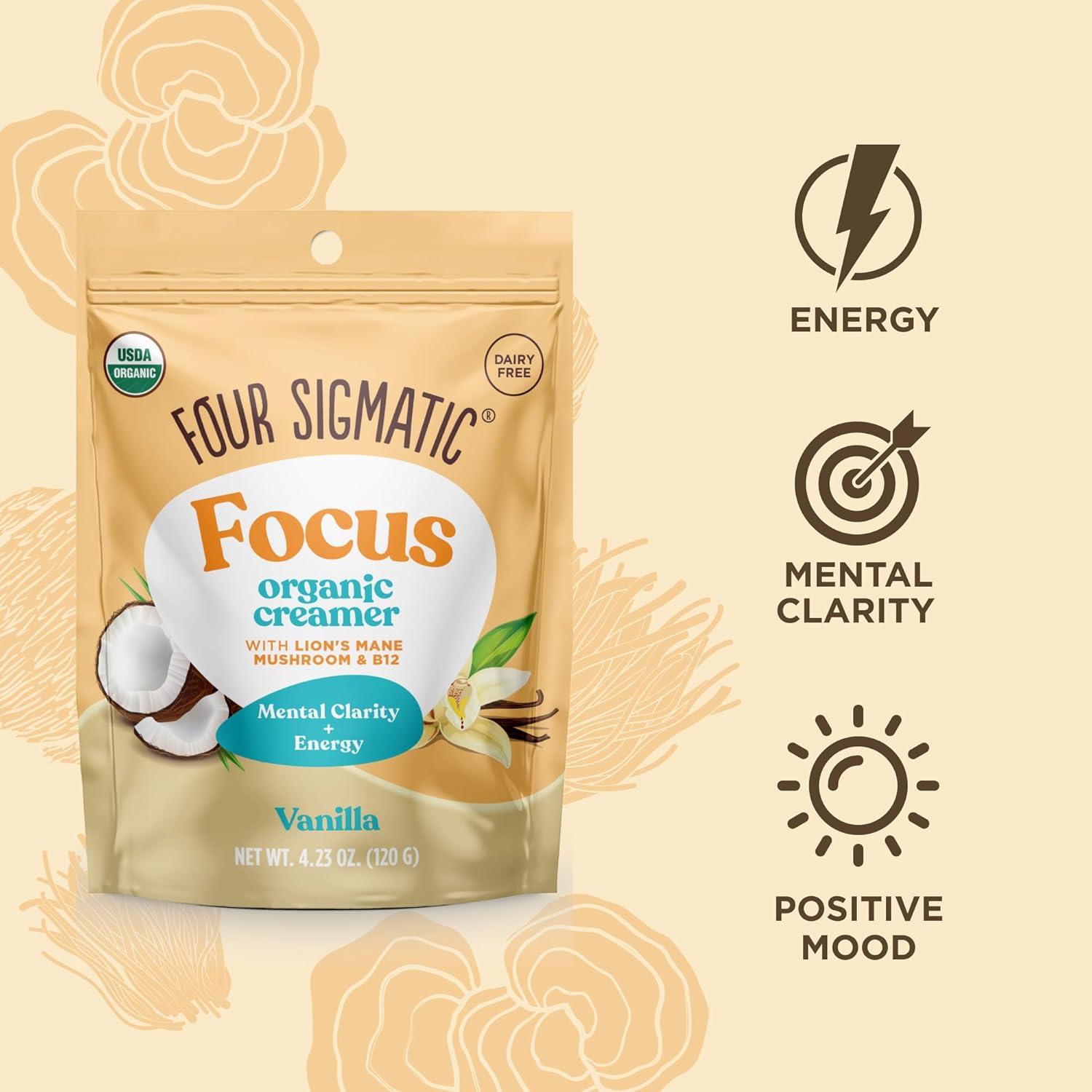 Four Sigmatic Organic Non-Dairy Creamer, Vanilla - 120g