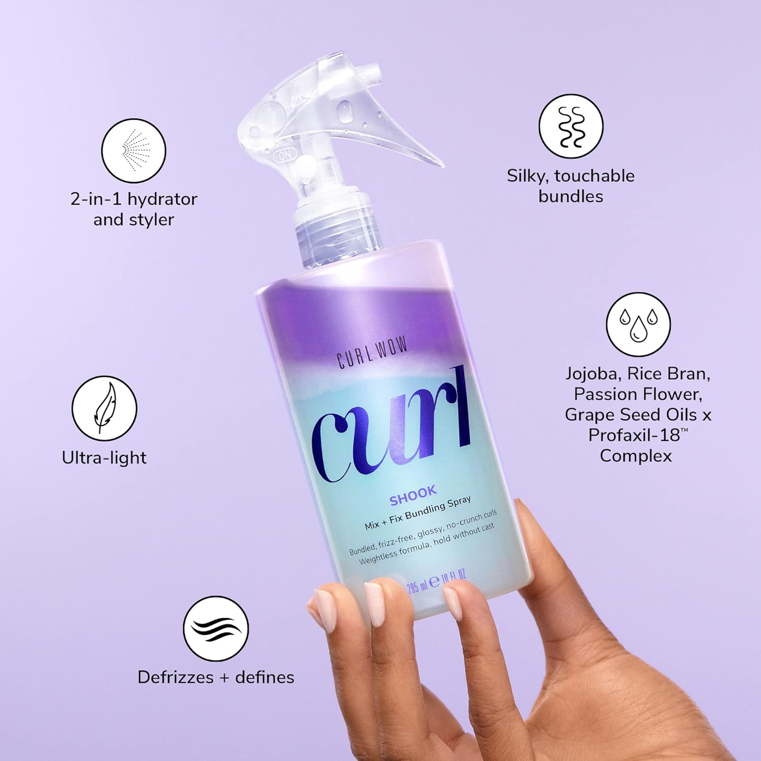 Color Wow Curl Wow Shook Mix + Fix Bundling Spray for Defined Curls - 295ml