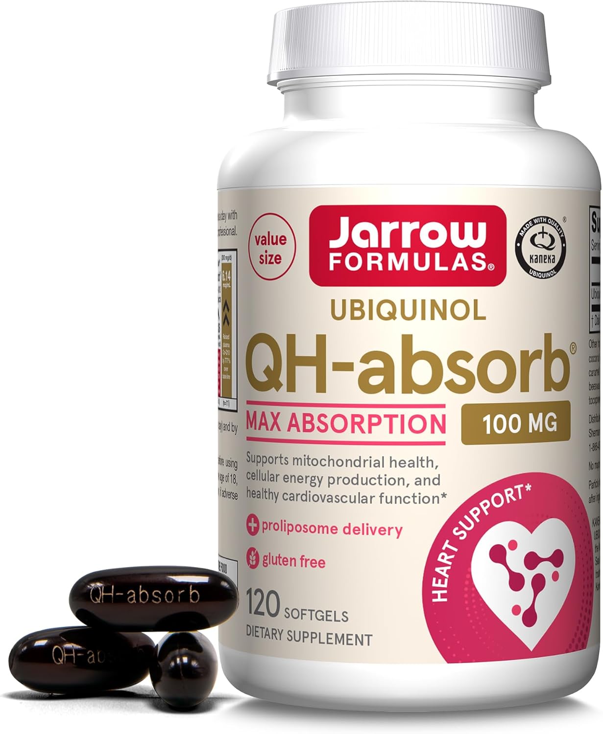 Front Image: Jarrow Formulas Ubiquinol QH-Absorb 100mg softgels bottle 120 count