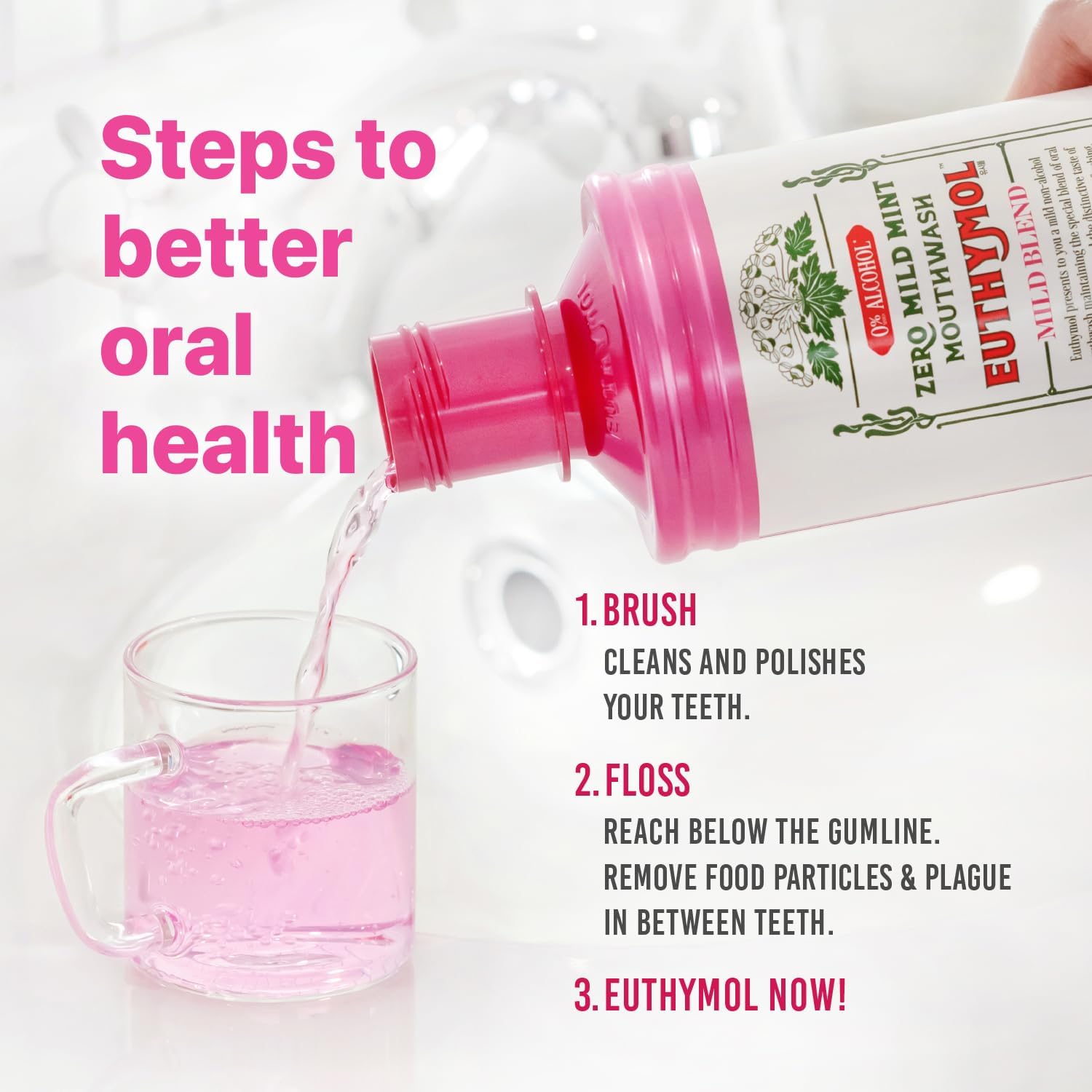 Euthymol Mouthwash ICY Mint Fluoride & Alcohol-Free – 500ml