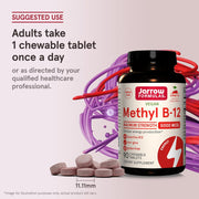 How to Use Image: Jarrow Formulas Methyl B-12 5000mcg chewable tablets fruit flavored usage instructions