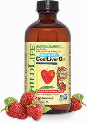 ChildLife Essentials Cod Liver Oil kids supplement strawberry flavour bottle 237ml