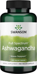 Swanson Ashwagandha 100 vegane Kapseln | Vollspektrum 450 mg Unterstützung bei Stress