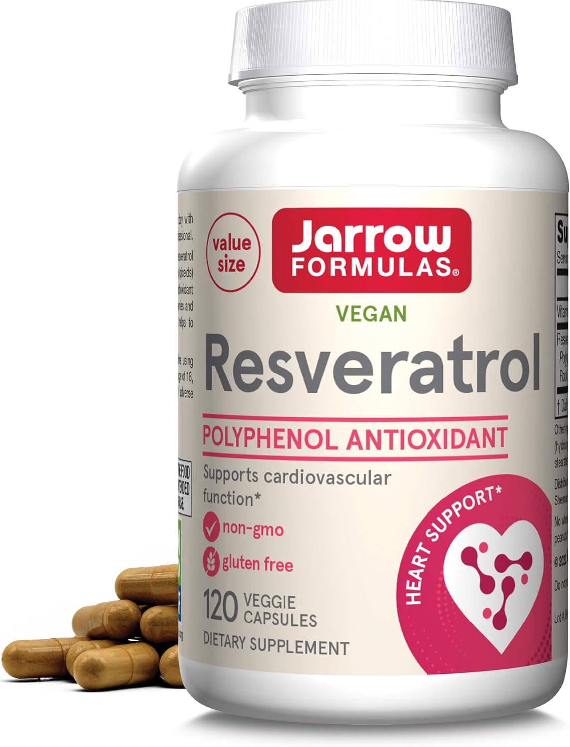 Front Image: Jarrow Formulas Resveratrol 100mg 120 veggie capsules front packaging bottle
