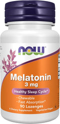 NOW Supplements Melatonin 3mg Chewable Lozenges - 90 Count