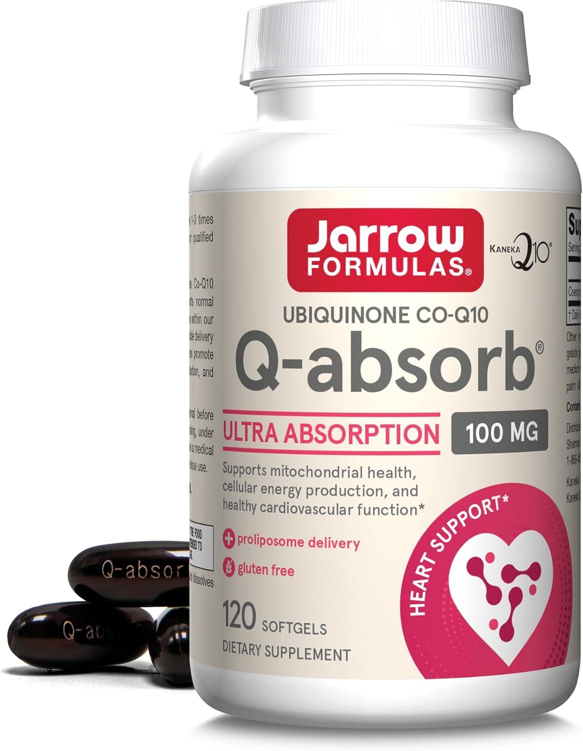 Front Image: Jarrow Formulas CoQ10 Ubiquinone 100mg softgels bottle 120 count