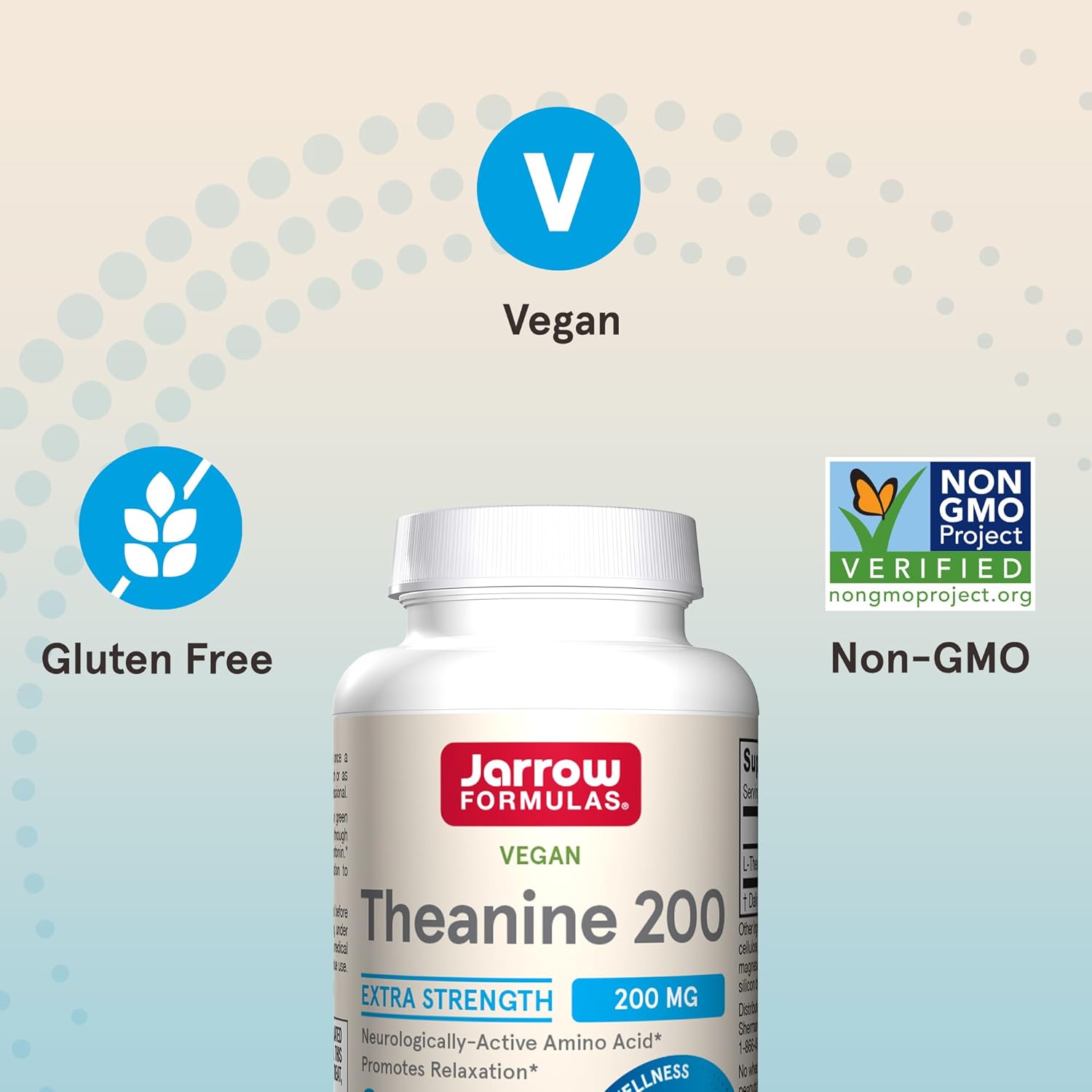Jarrow Formulas Theanine 200mg Veggie Capsules - 60 Count