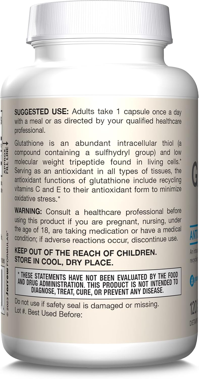 Jarrow Formulas Glutathione Reduced 500mg Veggie Capsules