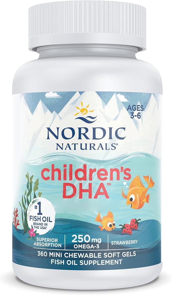 Nordic Naturals Children's DHA 250mg Strawberry 360 Mini Chewable Soft Gels