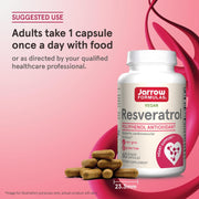 How to Use Image: Jarrow Formulas Resveratrol 100mg veggie capsules usage instructions with food