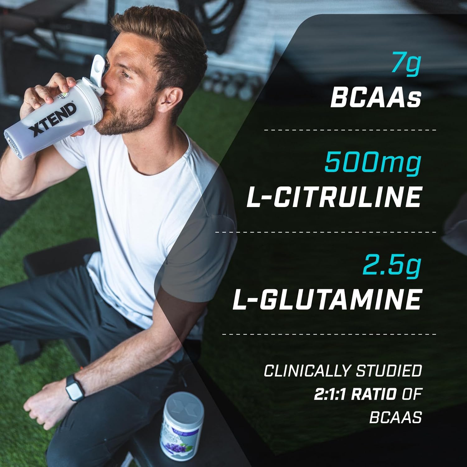 Supplement facts & ingredients image: XTEND Original BCAA Powder Watermelon supplement facts ingredients tub powder 423g 30 servings