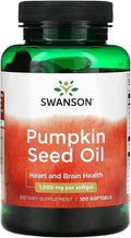 Swanson Kürbiskernöl 100 Softgels | 1000 mg | Unterstützung für Herz, Gehirn & Prostata