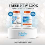 Doctor's Best Digestive Enzymes, bottle packaging, no flavour, 90 veggie capsules, new packaging