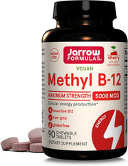 Jarrow Formulas Methyl B-12 5000mcg 90 Chewable Tablets 