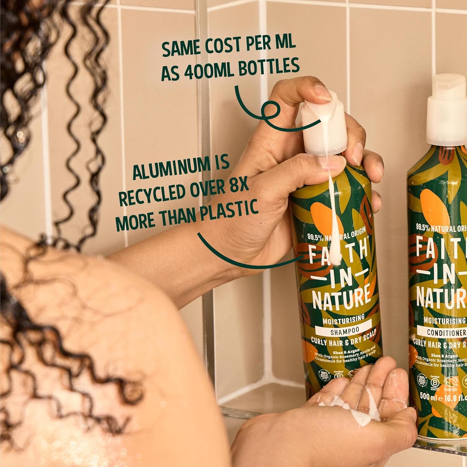 Faith In Nature Shea & Argan Moisturising Shampoo, bottle packaging, shea and argan, 500ml, hair care