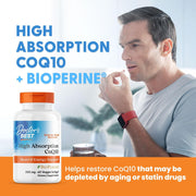 Doctor's Best High Absorption CoQ10 with BioPerine, bottle packaging, no flavour, 200mg, 60 veggie softgels, daily dietary supplement use