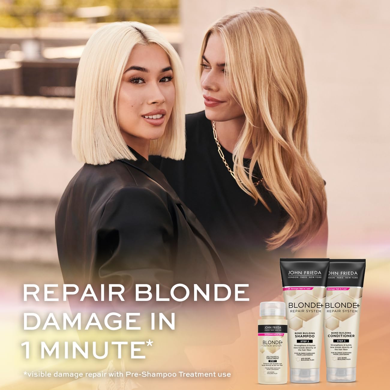 John Frieda Blonde+ Repair System Bond Building Conditioner 250ml for blonde hair care