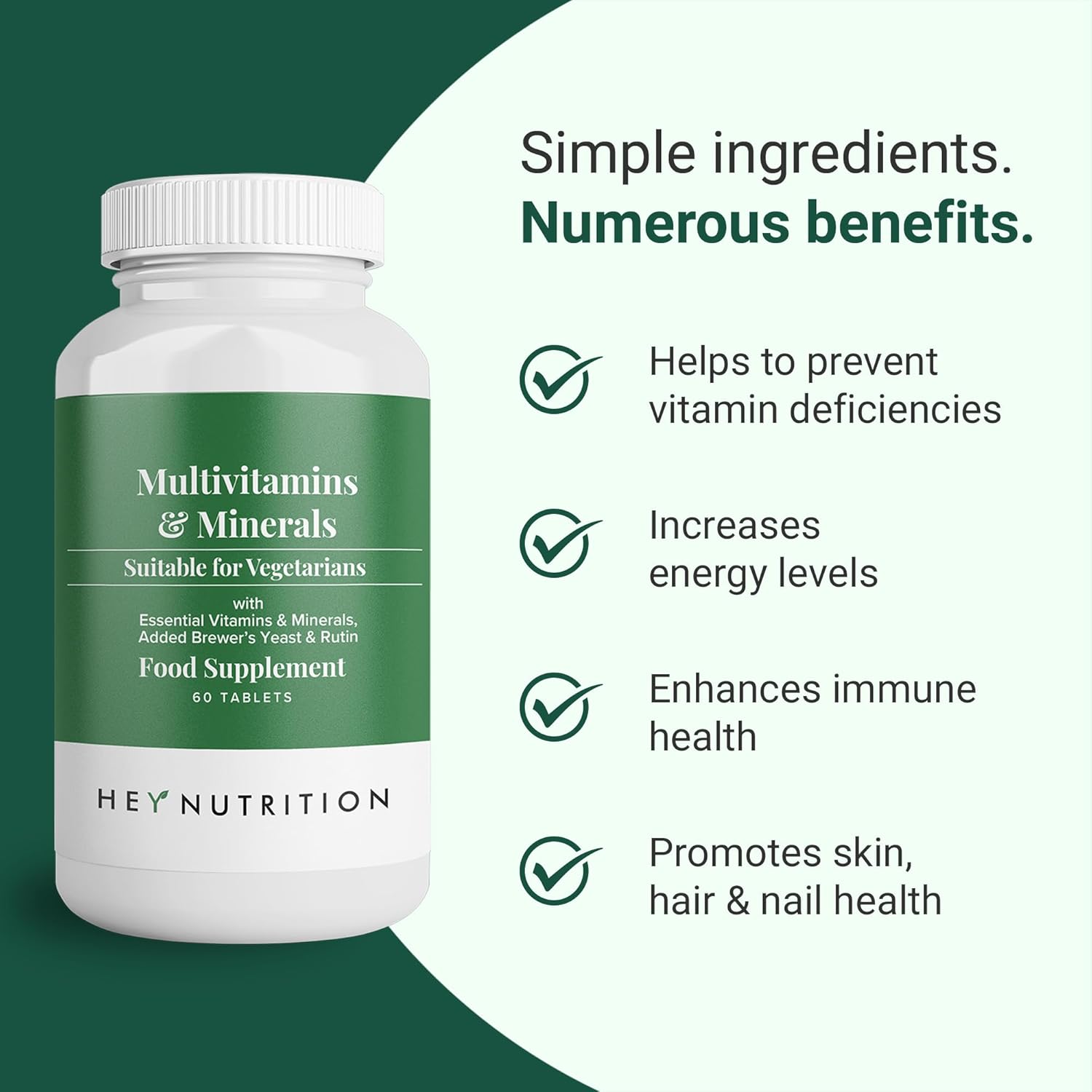 Hey Nutrition Advanced Daily Multivitamin & Minerals - 60 Tablets